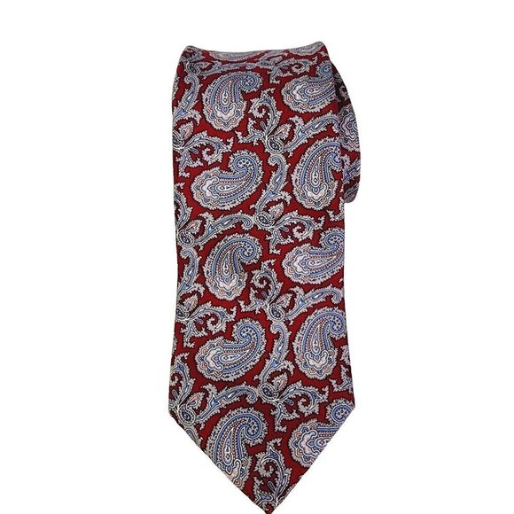 Vtg Givenchy Monsieur Tie Mens Silk Red Blue Paisley Made in Italy - Picture 1 of 6